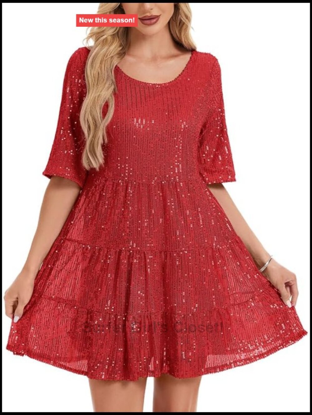 Sequin Sparkly Glitter Mini Dress Short Sleeve A-Line Club Party